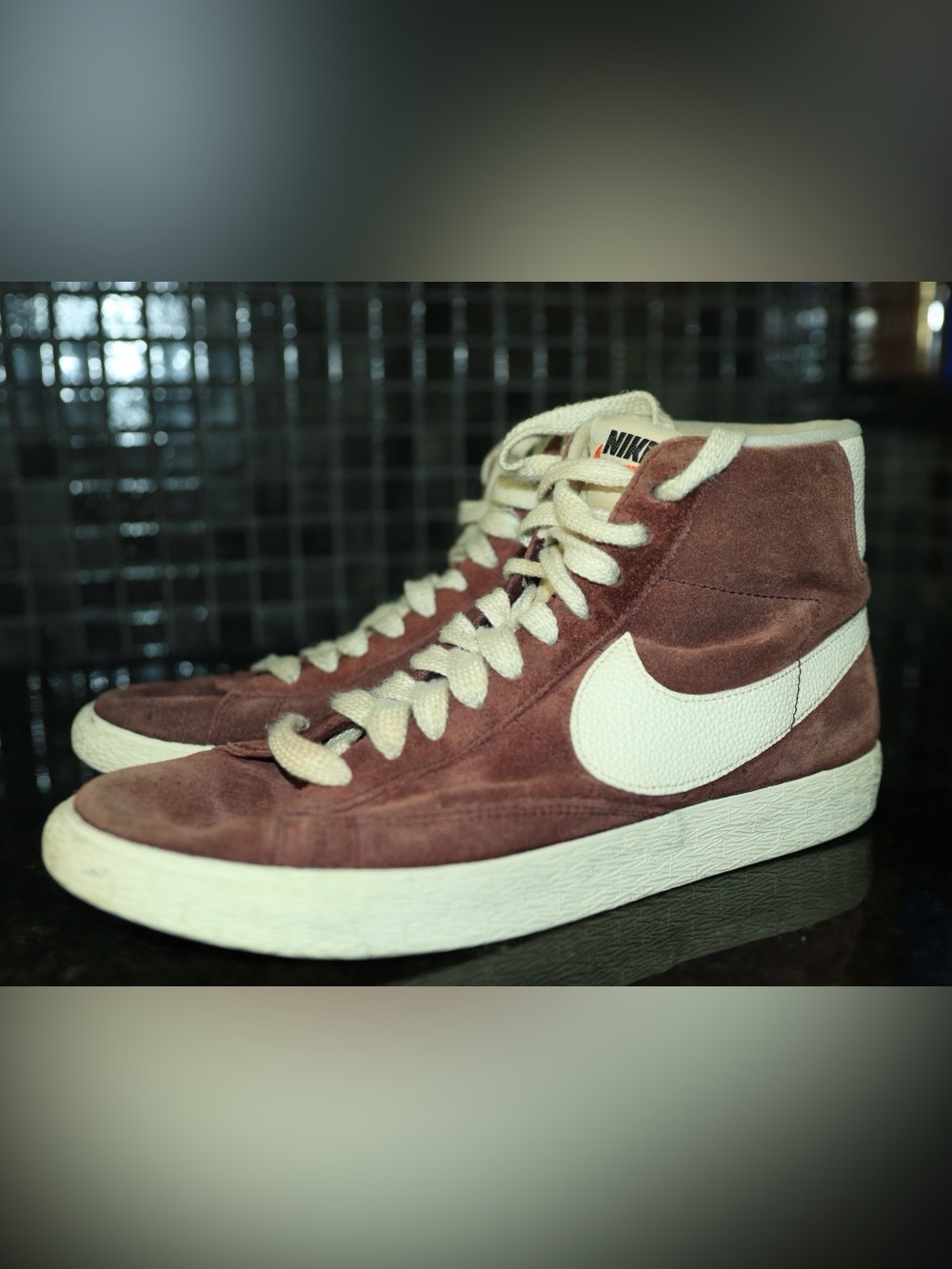 Nike Women’s High-Top Suede Sneakers - Brown/White